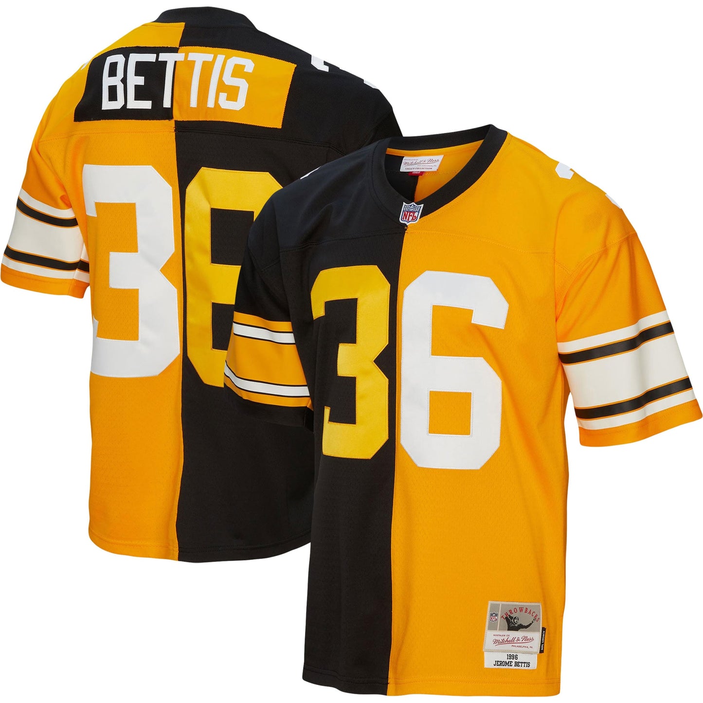 Jerome Bettis Pittsburgh Steelers Mitchell & Ness 1996 Split Legacy Replica Jersey - Black/Gold