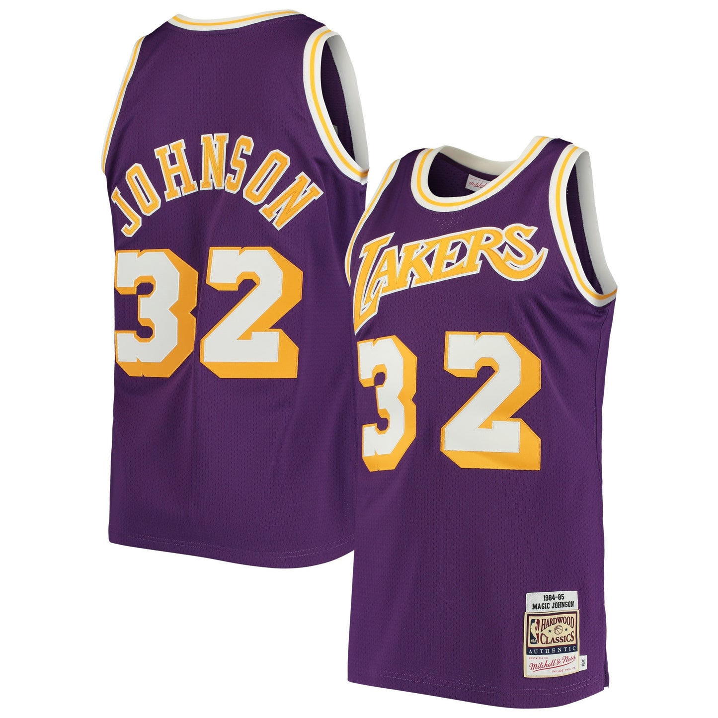 Magic Johnson Los Angeles Lakers Mitchell & Ness 1984 Hardwood Classics Authentic Jersey - Purple