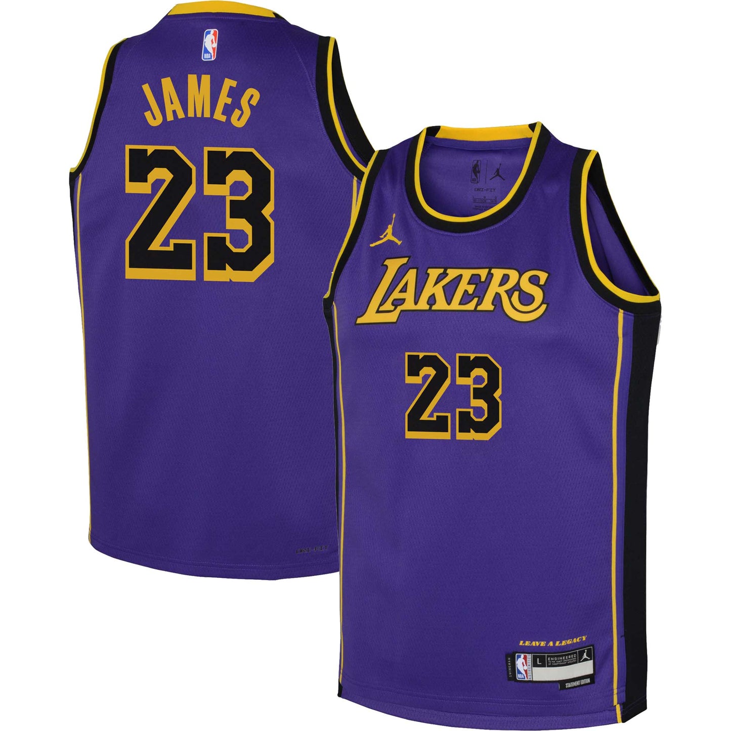 LeBron James Los Angeles Lakers Jordans Brand Youth Performance Swingman Jersey - Statement - Purple