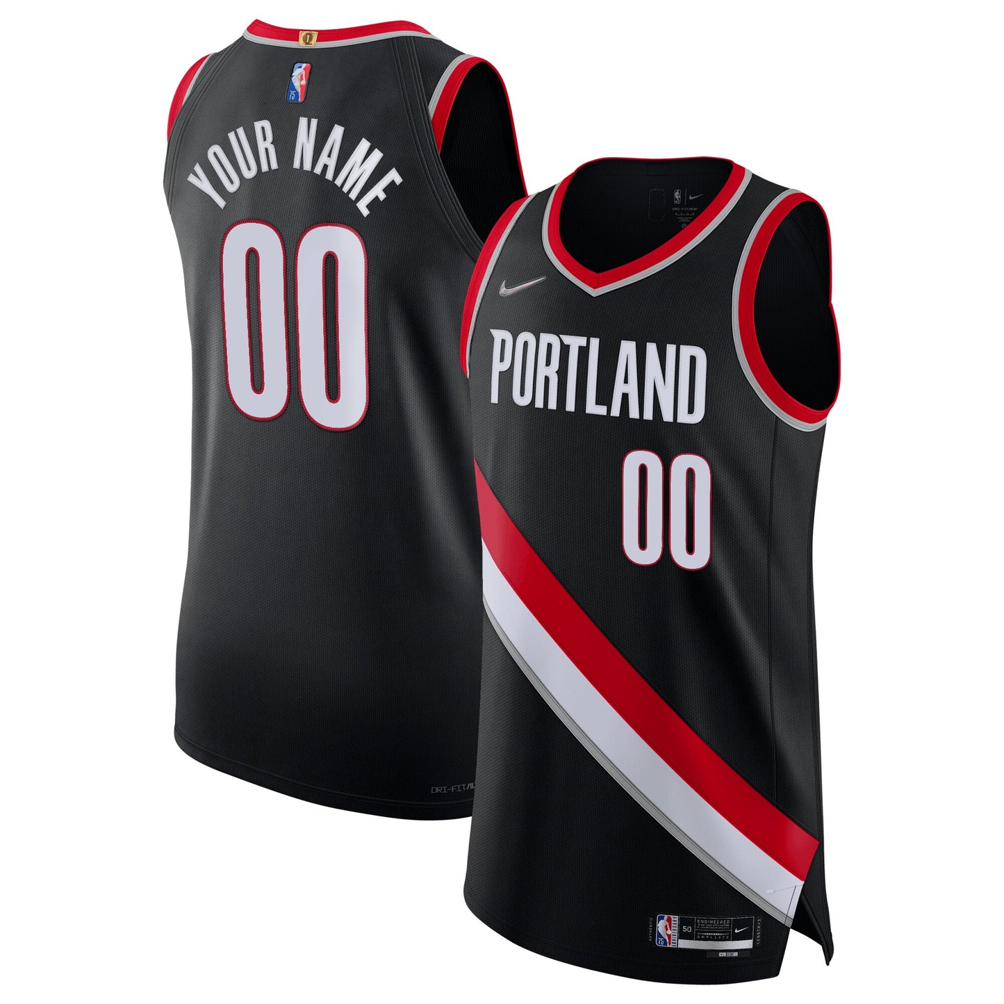 Portland Trail Blazers Nike 2021/22 Diamond Authentic Custom Jersey - Icon Edition - Black