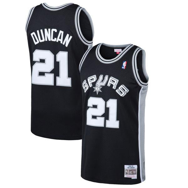 Mens San Antonio Spurs Tim Duncan Mitchell & Ness Black 1998-99 Hardwood Classics Swingman Jersey