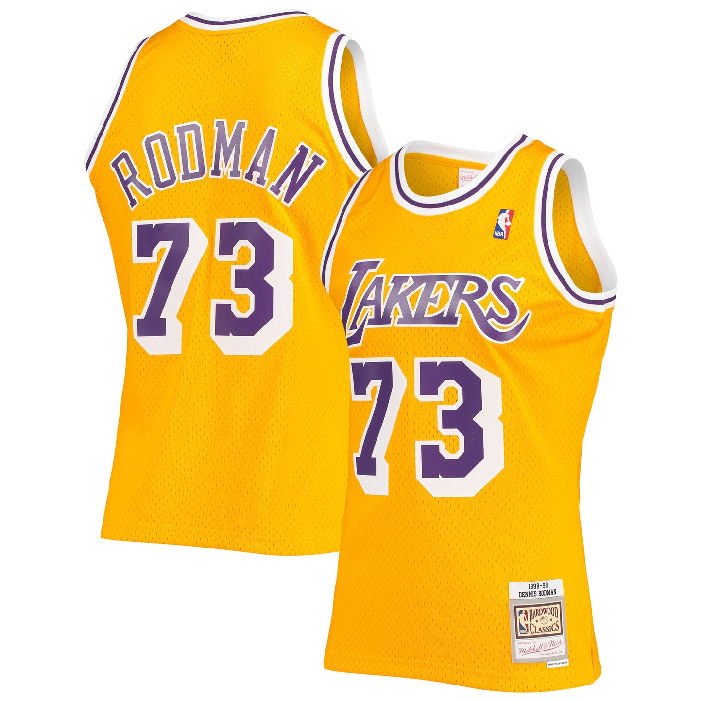 Dennis Rodman Los Angeles Lakers Mitchell & Ness Hardwood Classics Swingman Jersey - Gold