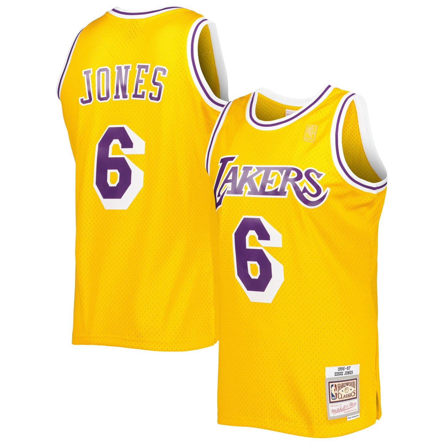 Eddie Jones Los Angeles Lakers Mitchell & Ness Hardwood Classics Swingman Jersey - Gold