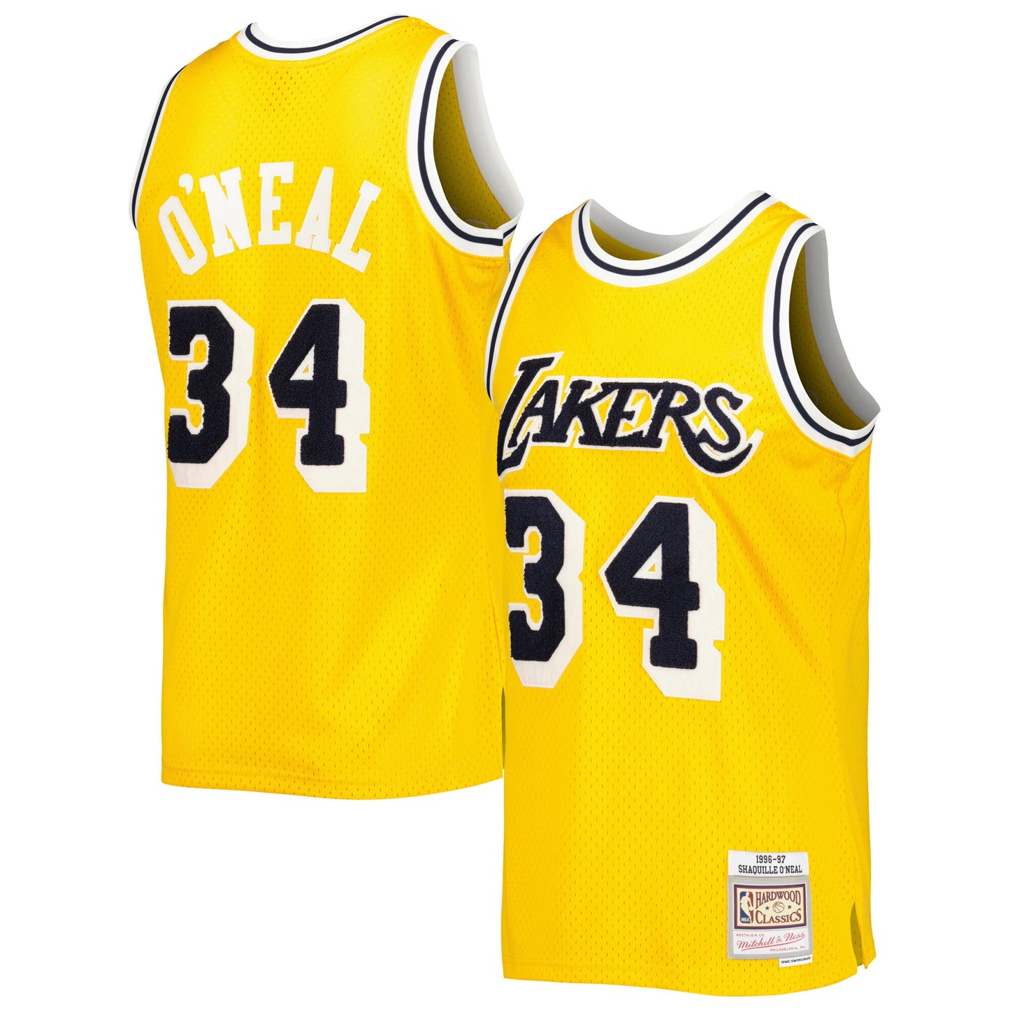 Shaquille O'Neal Los Angeles Lakers Mitchell & Ness Hardwood Classics Off-Court Swingman Jersey - Yellow