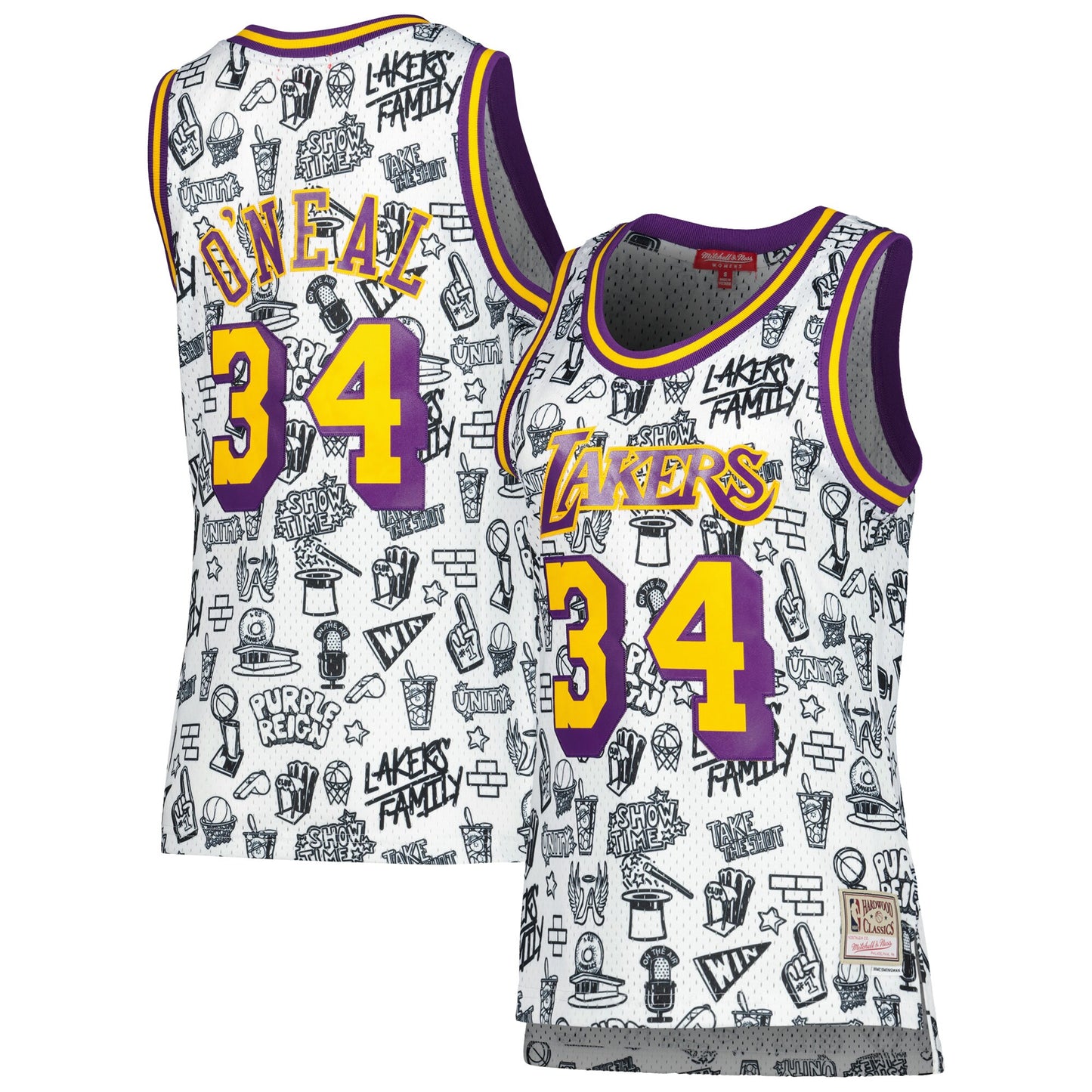 Shaquille O'Neal Los Angeles Lakers Mitchell & Ness Women's 1996 Doodle Swingman Jersey - White