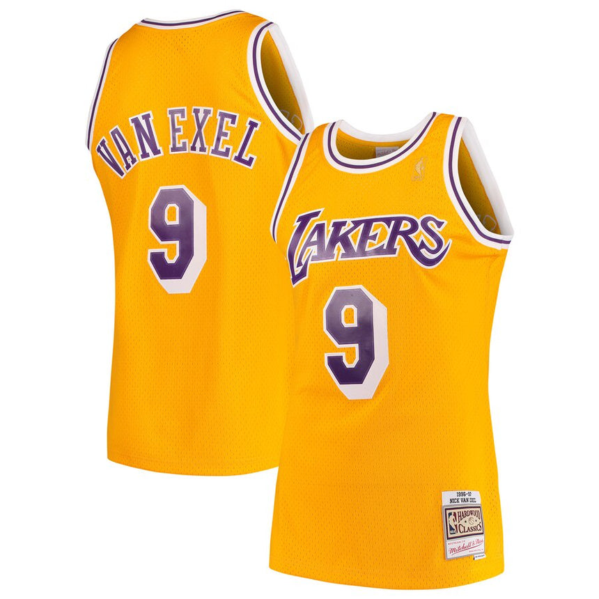 Men's Mitchell & Ness Nick Van Exel Los Angeles Lakers Gold 1996-97 Hardwood Classics Swingman Jersey