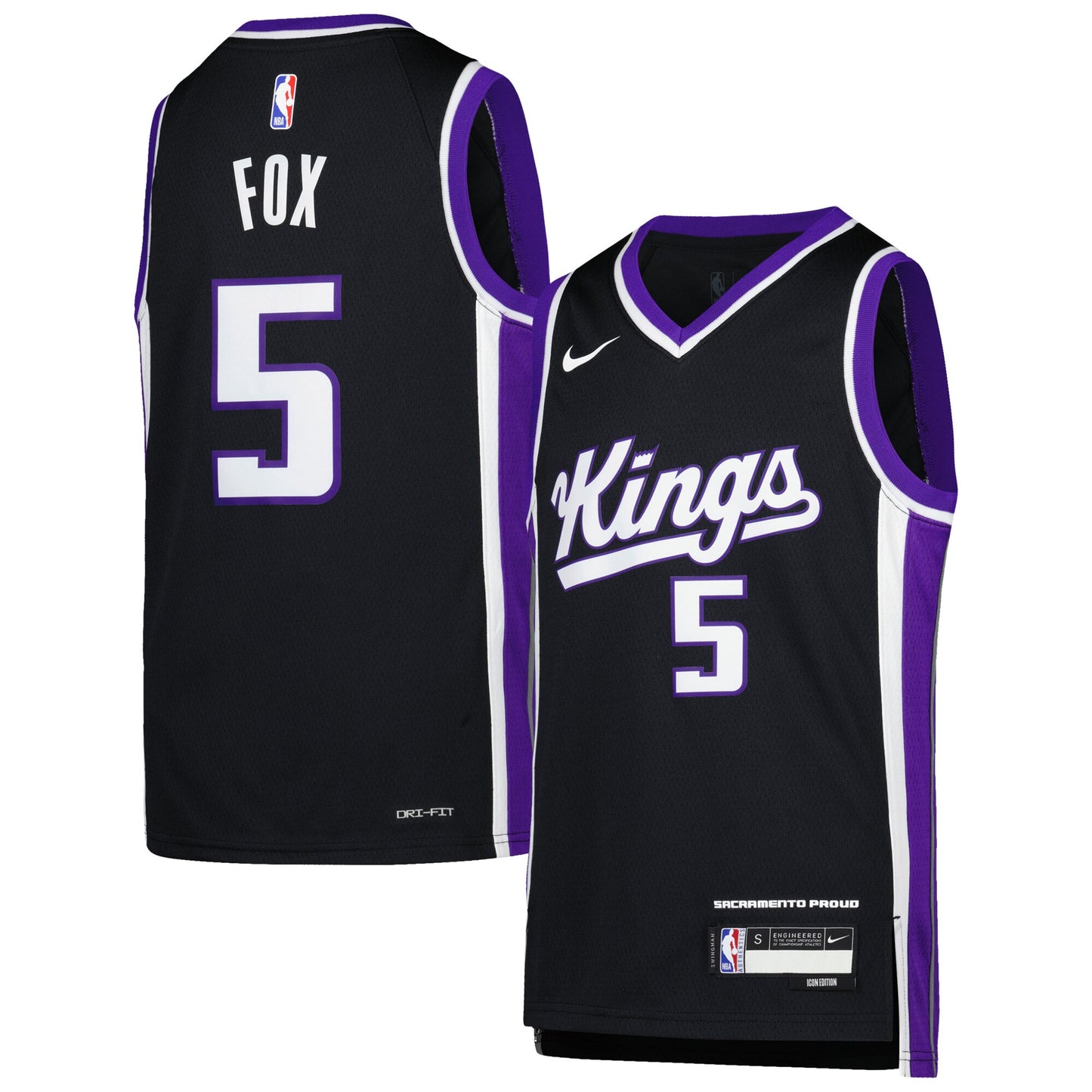 De'Aaron Fox Sacramento Kings Nike Youth Swingman Jersey - Icon Edition - Purple