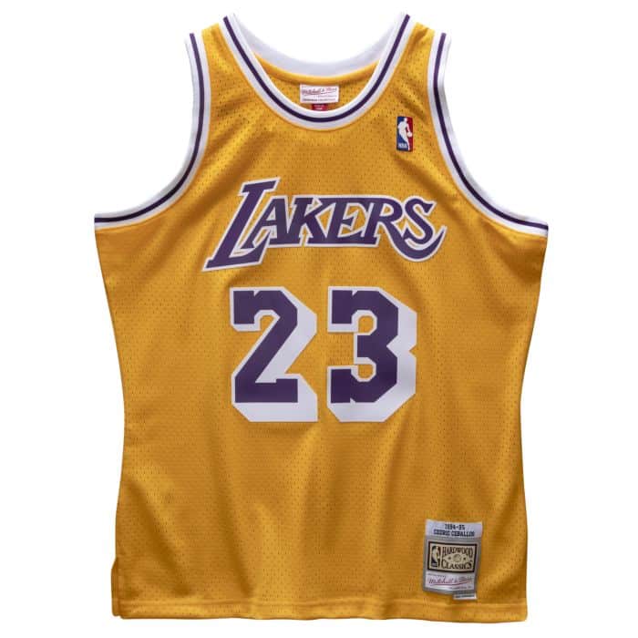 Men's Los Angeles Lakers Cedric Ceballos Mitchell & Ness Gold 1994-95 Hardwood Classics Swingman Jersey