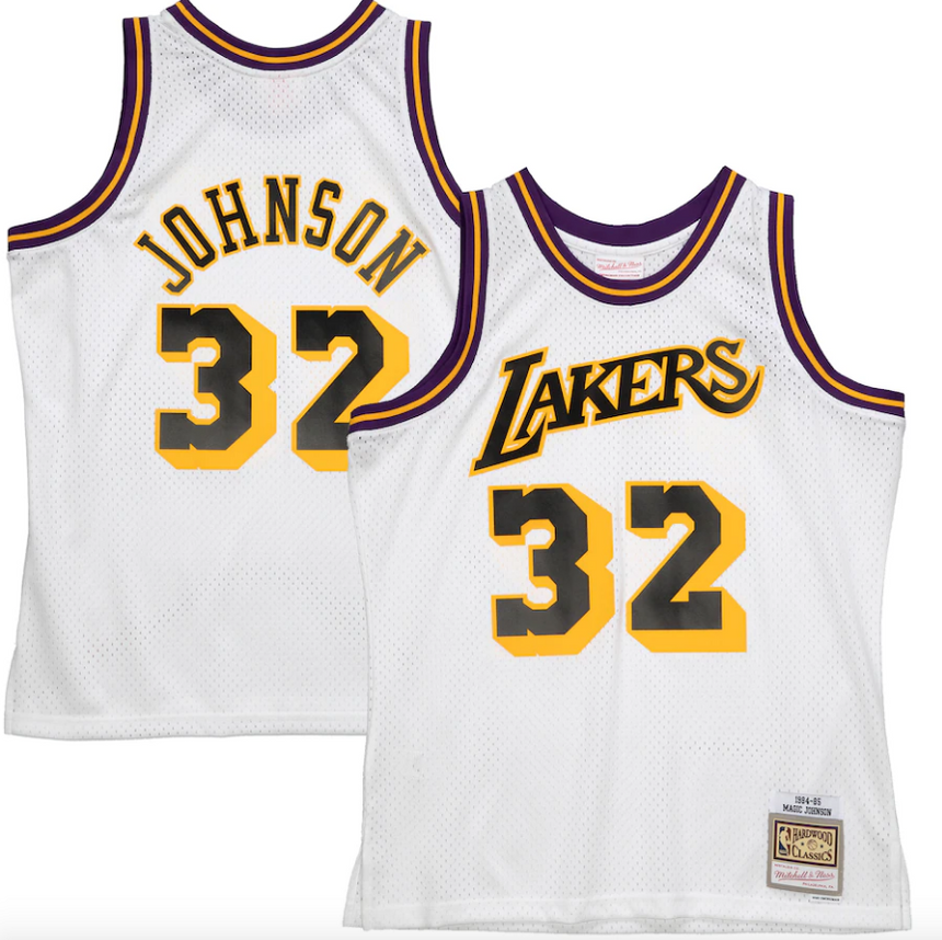 Men's Magic Johnson Los Angeles Lakers Mitchell & Ness 1984-85 Hardwood Classics Reload 2.0 Swingman Jersey - White