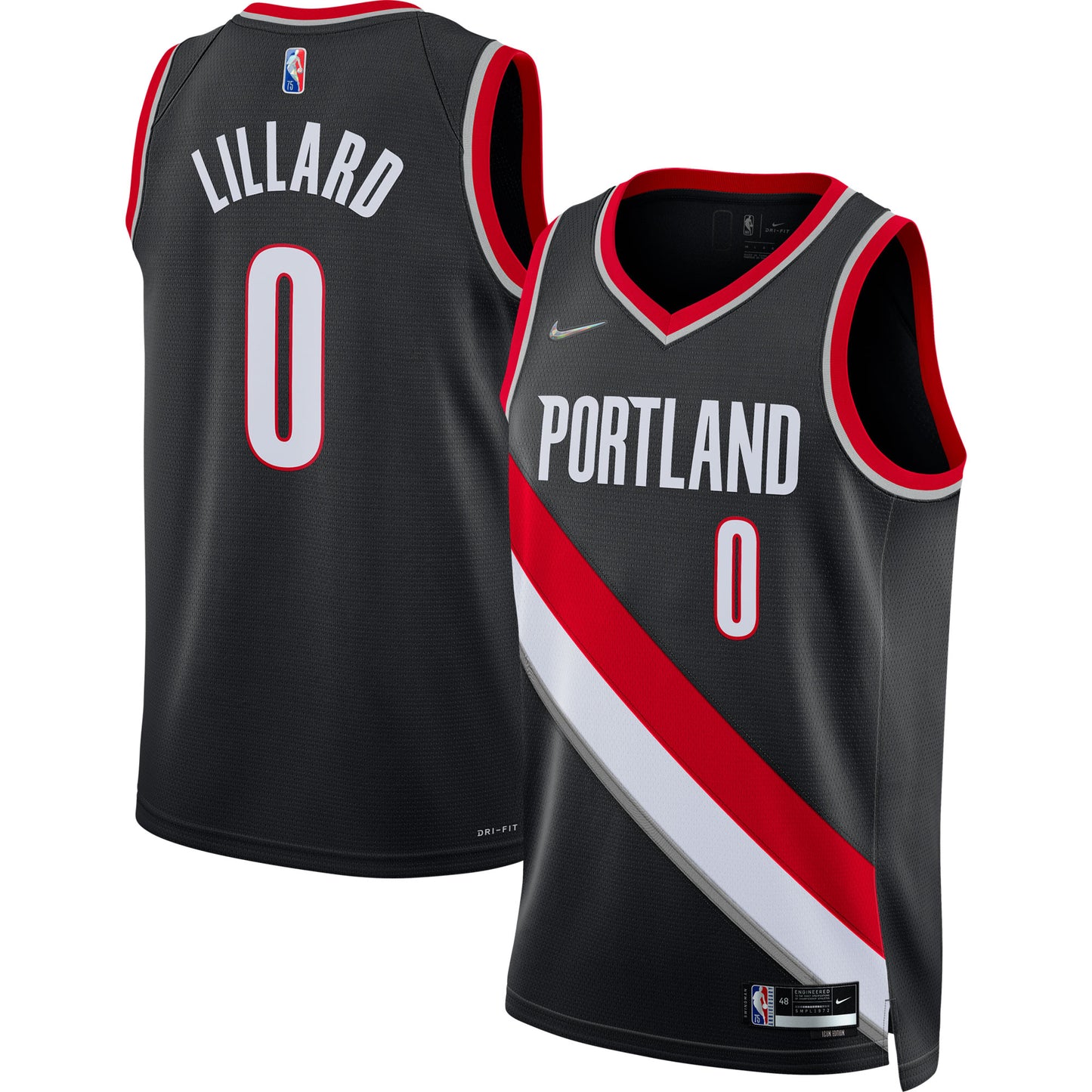 Damian Lillard Portland Trail Blazers Nike 2021/22 Diamond Swingman Jersey - Icon Edition - Black